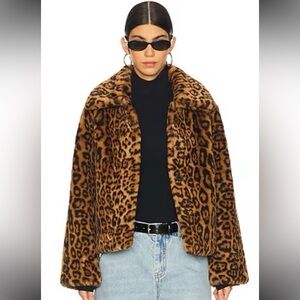 House of Harlow NWOT Faux-Fur Leopard  Jacket